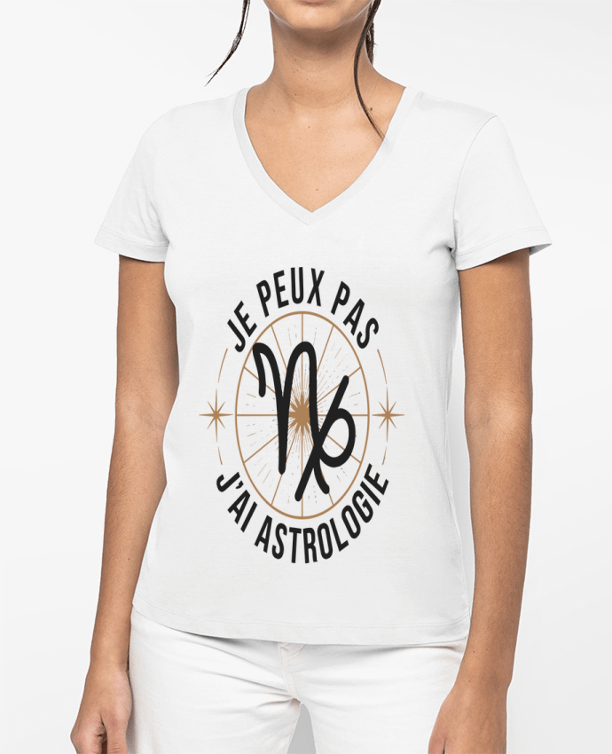 T-shirt femme col V je peux pas j'ai astrologie par bwilfy