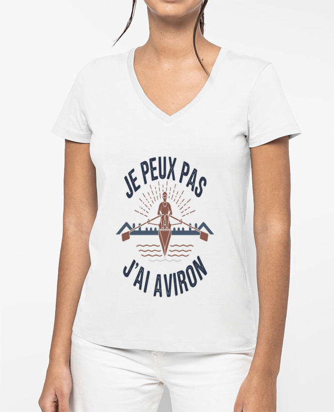 T-shirt femme col V je peux pas j'ai aviron par bwilfy