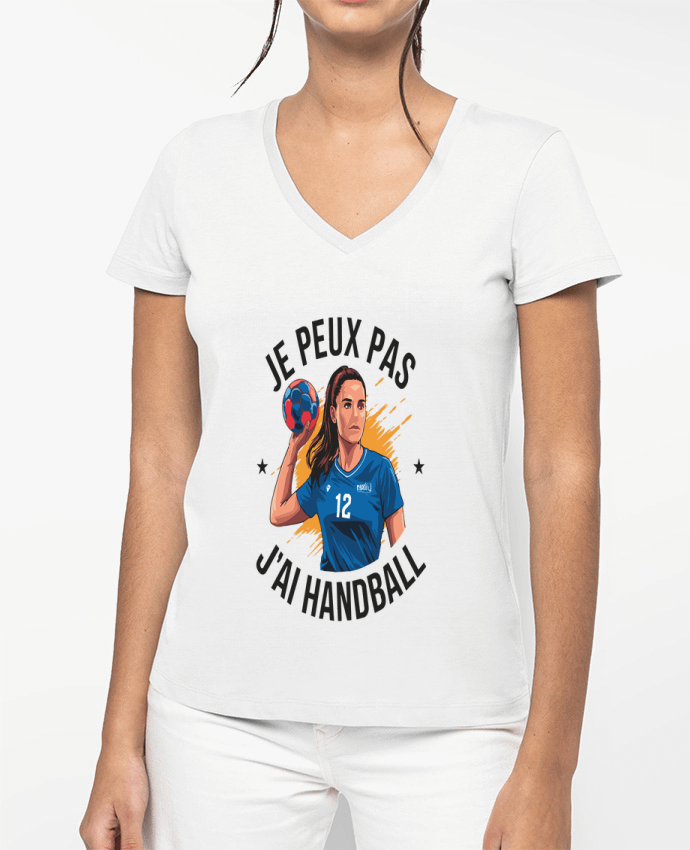 T-shirt femme col V je peux pas j'ai handball par bwilfy