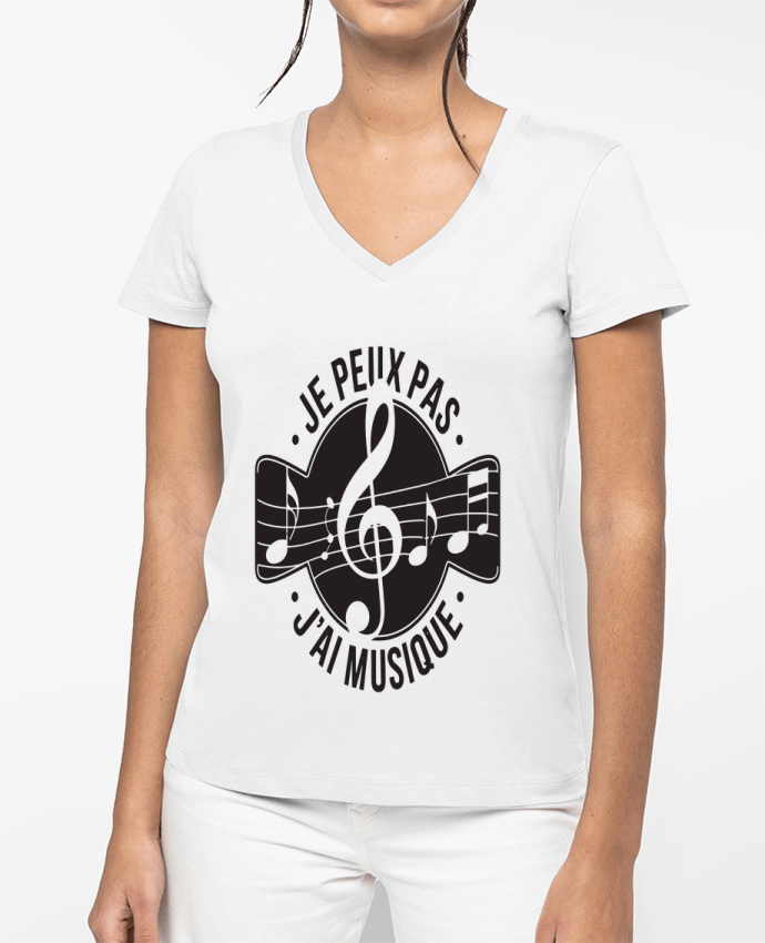 T-shirt femme col V je peux pas j'ai musique par bwilfy