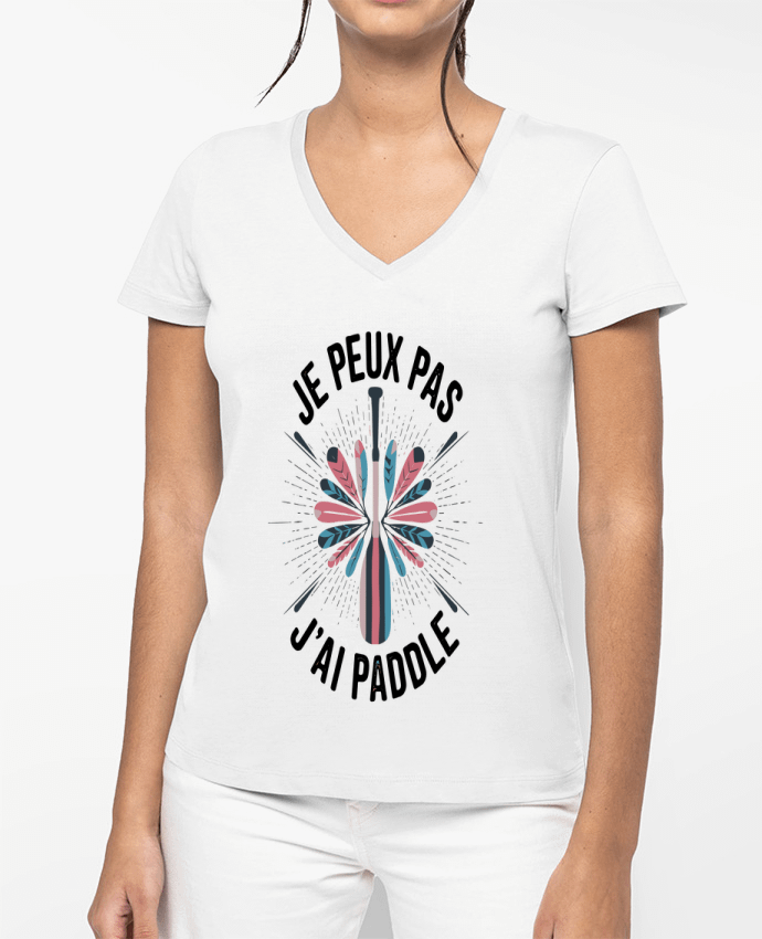T-shirt femme col V je peux pas j'ai paddle par bwilfy