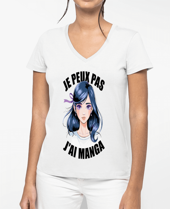 T-shirt femme col V je peux pas j'ai manga par bwilfy