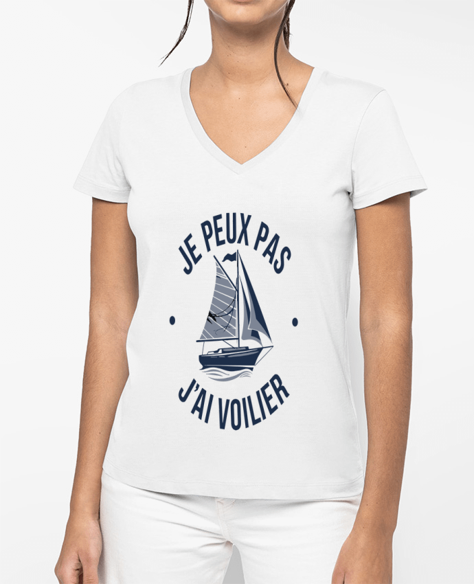T-shirt femme col V je peux pas j'ai voilier par bwilfy