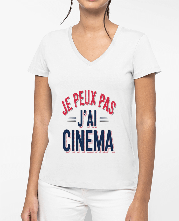 T-shirt femme col V je peux pas j'ai cinema par bwilfy