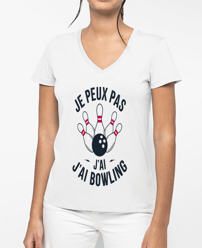 T-shirt femme col V je peux pas j'ai bowling par bwilfy