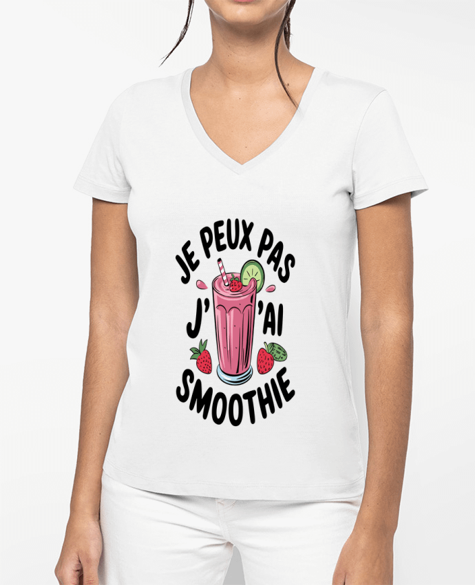 T-shirt femme col V je peux pas j'ai smoothie par bwilfy