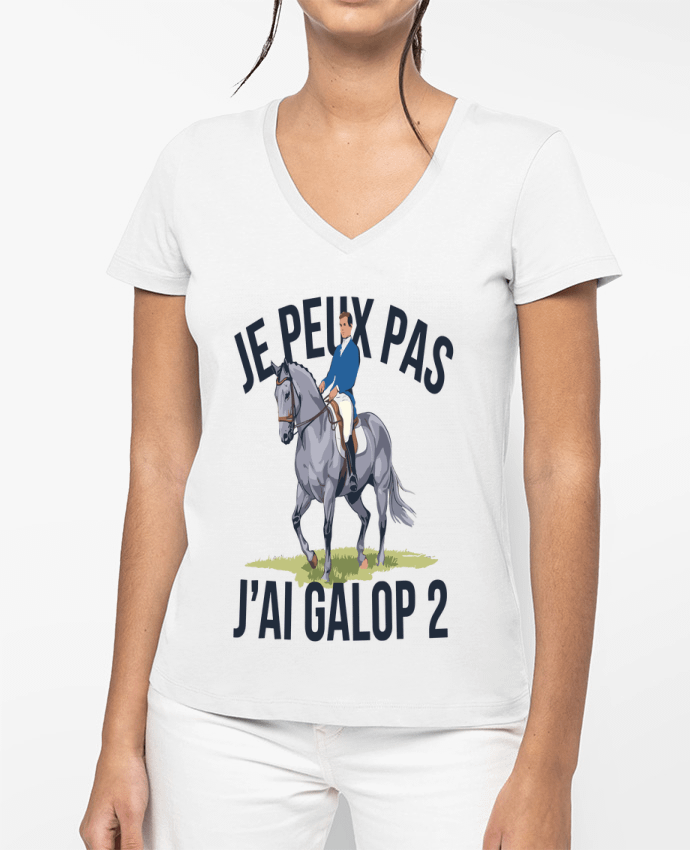T-shirt femme col V je peux pas j'ai galop 2 par bwilfy