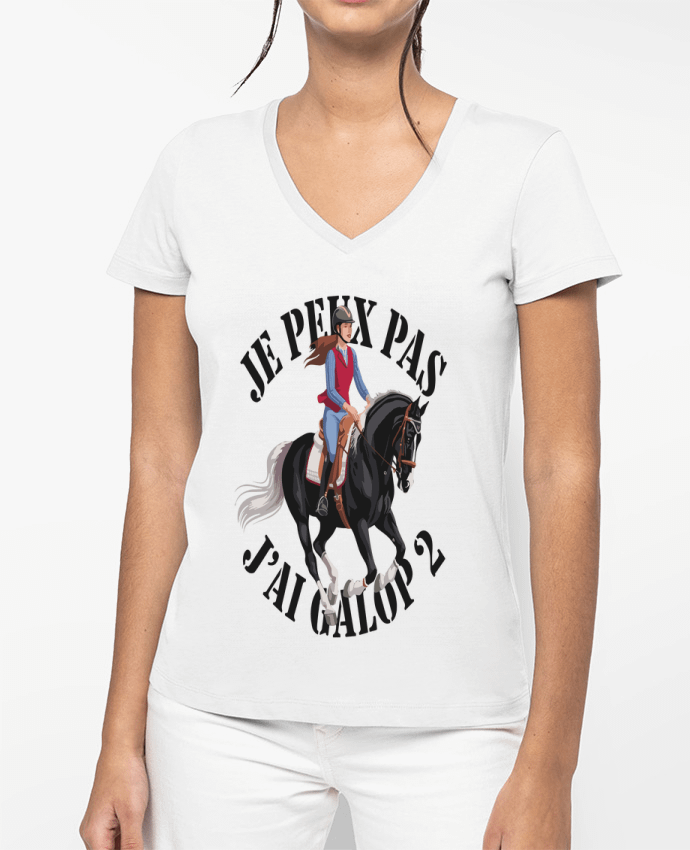 T-shirt femme col V je peux pas j'ai galop2 par bwilfy