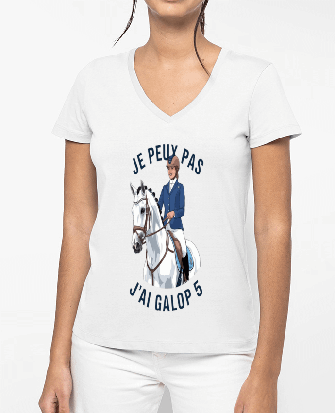 T-shirt femme col V je peux pas j'ai galop5 par bwilfy