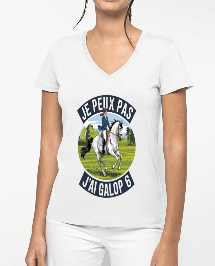 T-shirt femme col V je peux pas j'ai galop6 par bwilfy