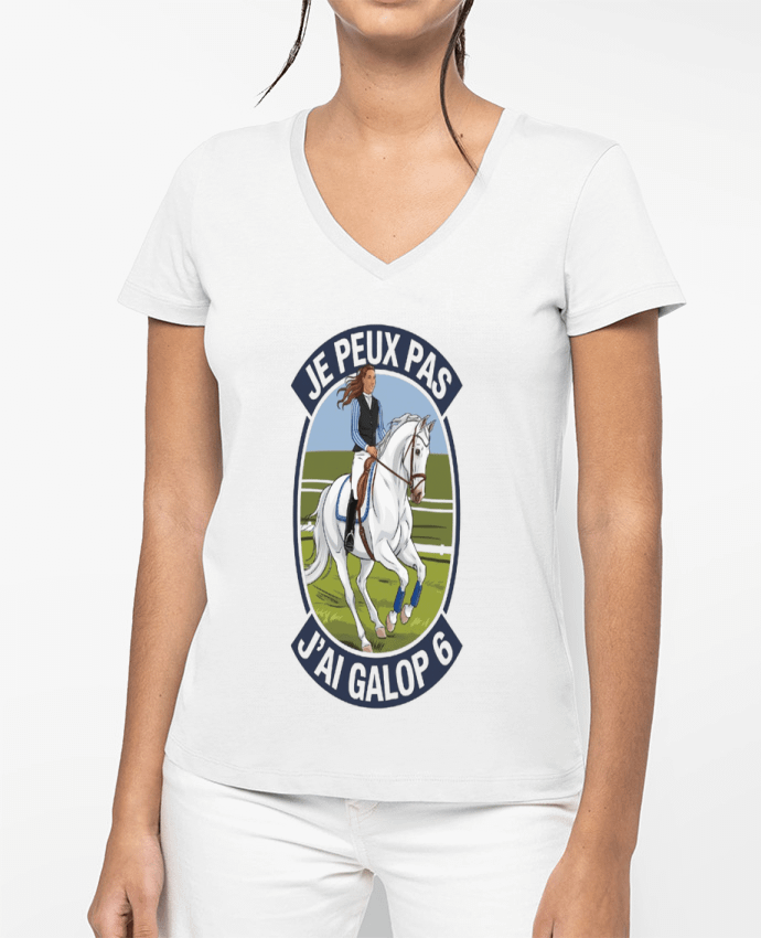T-shirt femme col V je peux pas jai galop6 par bwilfy