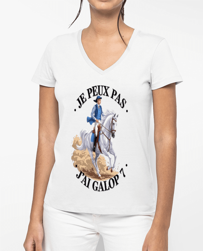 T-shirt femme col V je peux pas j'ai galop7 par bwilfy