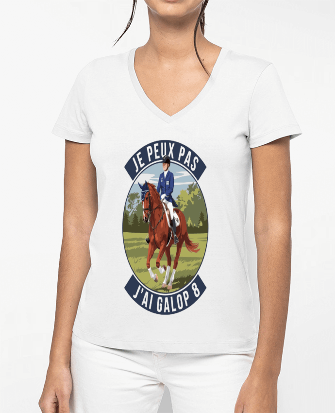 T-shirt femme col V je peux pas j'ai galop 8 par bwilfy
