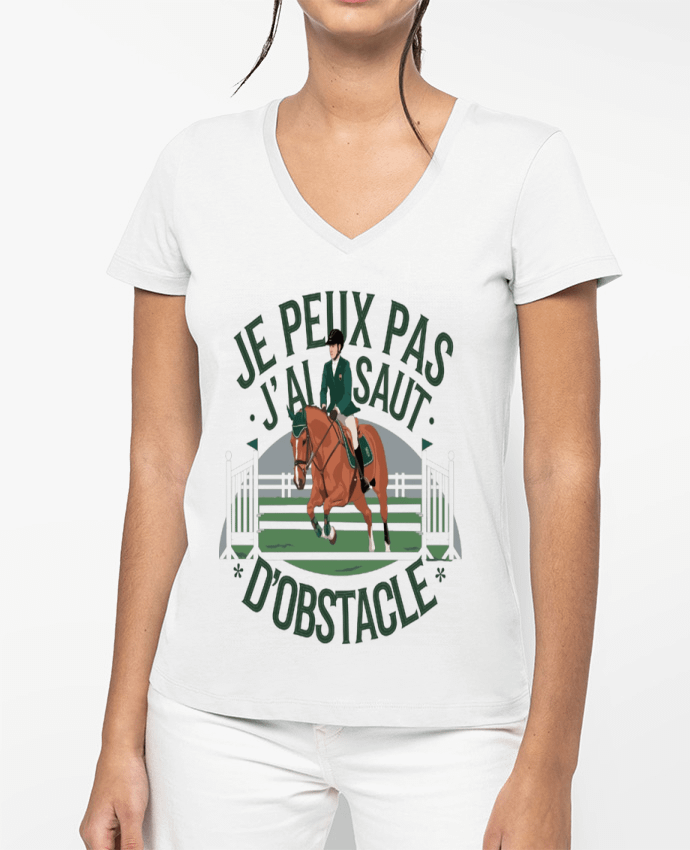 T-shirt femme col V je peux pas j'ai saut d'obstacle par bwilfy
