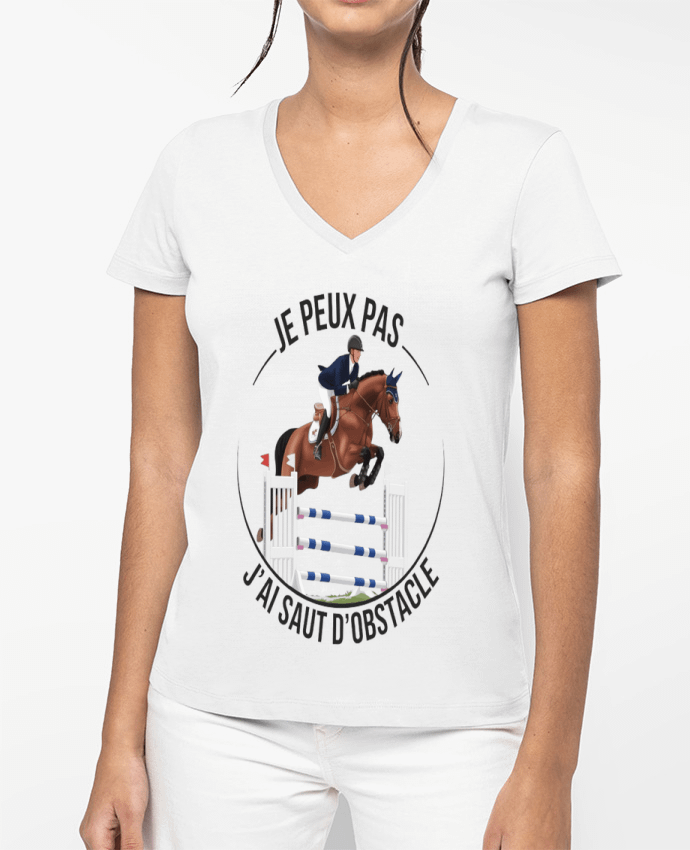 T-shirt femme col V je peux pas j'ai saut d'obstacle par bwilfy