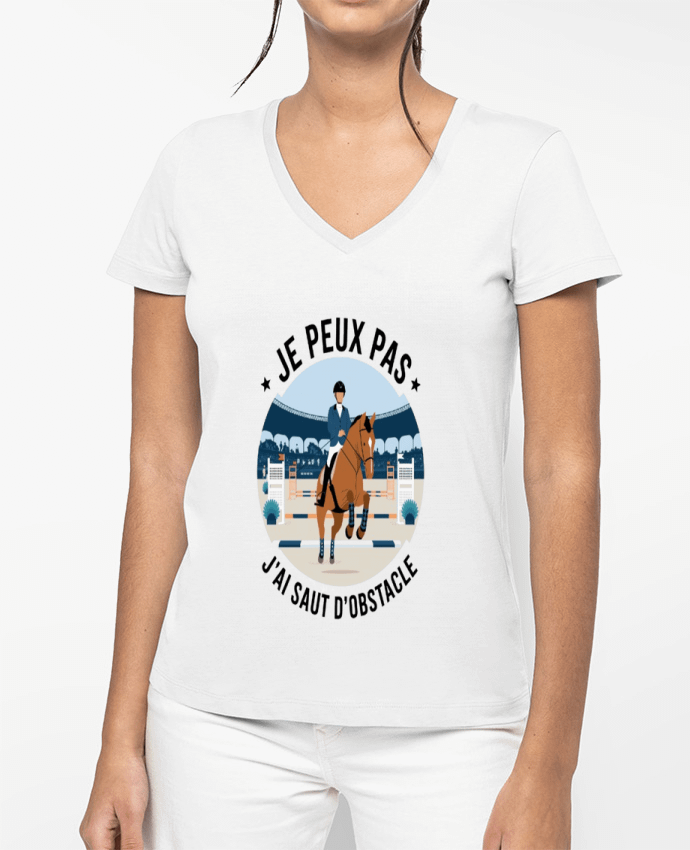 T-shirt femme col V je peux pas j'ai saut d'obstacle par bwilfy