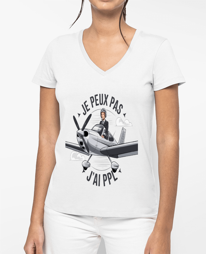 T-shirt femme col V je peux pas j'ai ppl par bwilfy