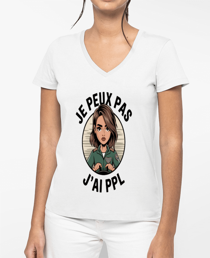 T-shirt femme col V je peux pas j'ai ppl par bwilfy