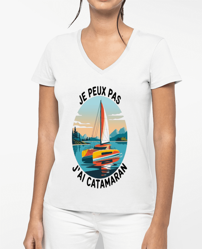 T-shirt femme col V je peux pas j'ai catamaran par bwilfy