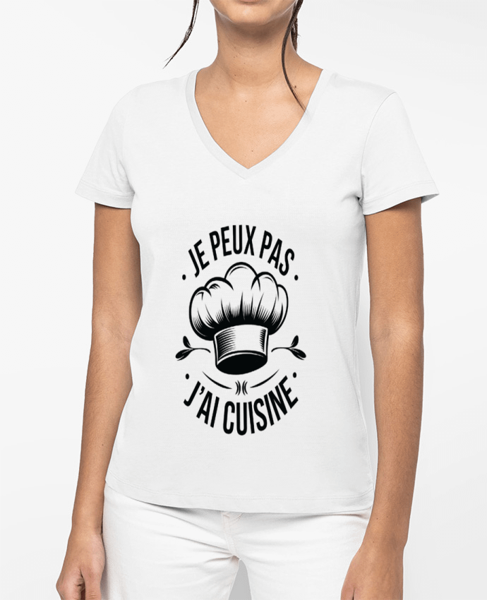 T-shirt femme col V je peux pas j'ai cuisine par bwilfy