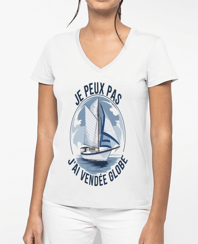 T-shirt femme col V je peux pas j'ai Vendée Globe par bwilfy