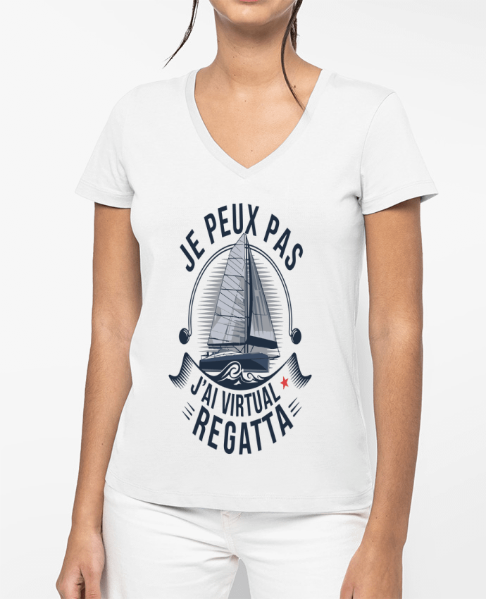 T-shirt femme col V je peux pas j'ai virtual regatta par bwilfy