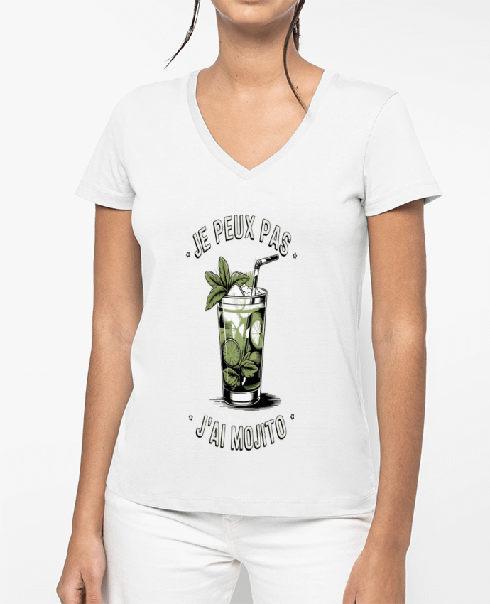 T-shirt femme col V je peux pas j'ai mojito par bwilfy