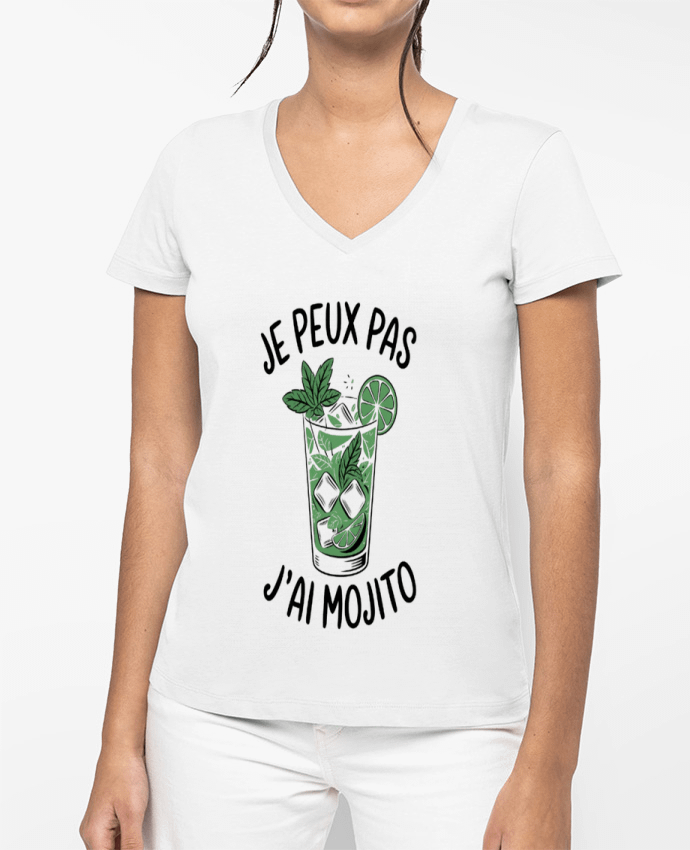 T-shirt femme col V je peux pas j'ai mojito par bwilfy