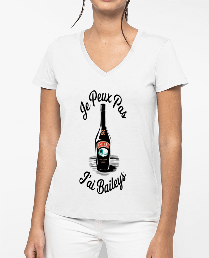 T-shirt femme col V je peux pas j'ai baileys par bwilfy