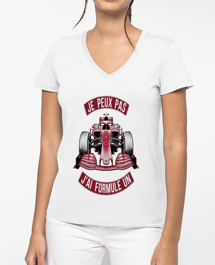T-shirt femme col V je peux pas j'ai formule un par bwilfy