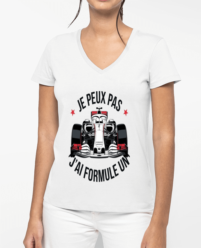 T-shirt femme col V je peux pas j'ai formule 1 par bwilfy