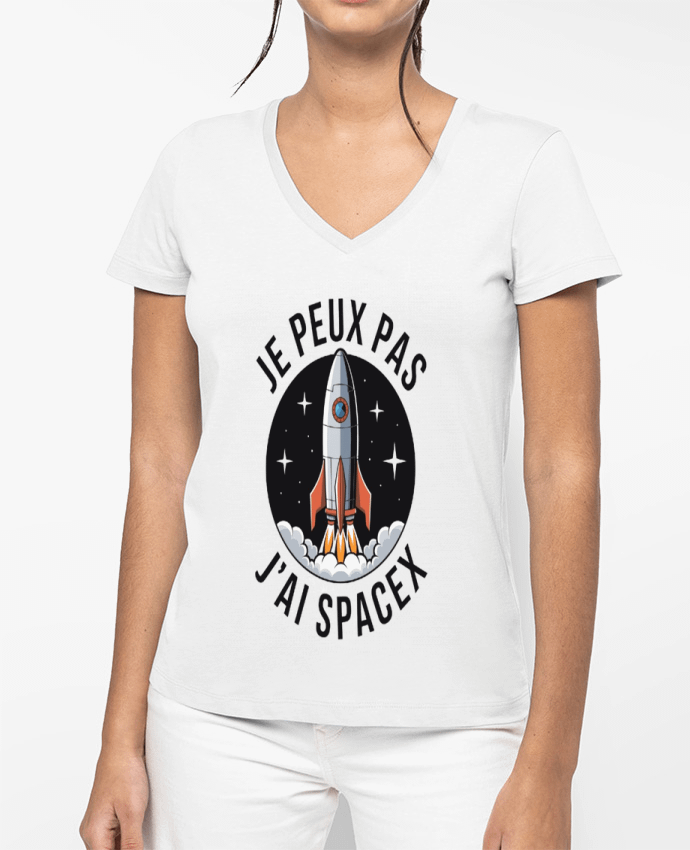 T-shirt femme col V je peux pas j'ai spaces par bwilfy
