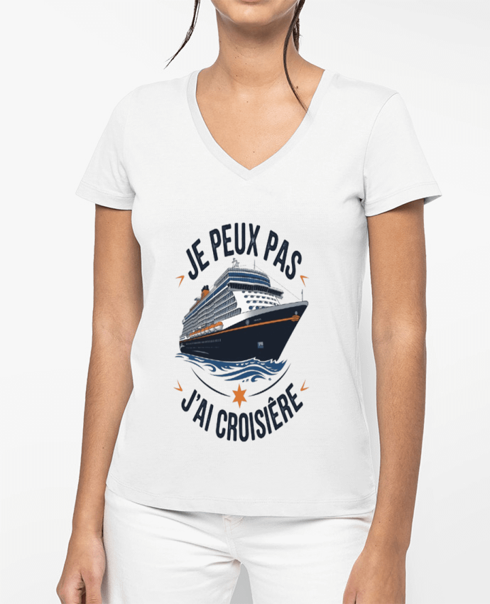 T-shirt femme col V je peux pas j'ai croisière par bwilfy
