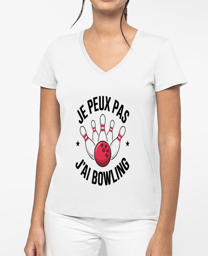 T-shirt femme col V je peux pas j'ai bowling par bwilfy