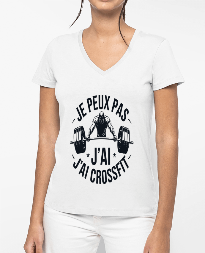 T-shirt femme col V je peux pas j'ai crossfit par bwilfy