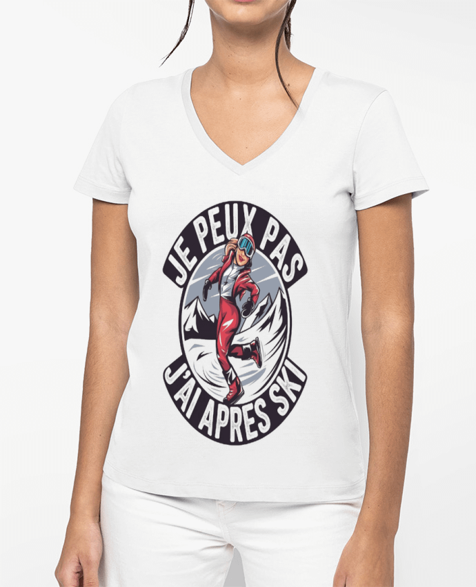 T-shirt femme col V je peux pas j'ai après ski par bwilfy