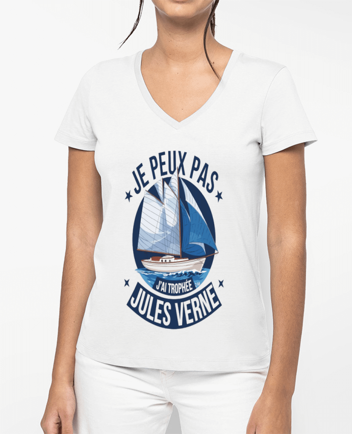T-shirt femme col V je peux pas j'ai trophée Jules verne par bwilfy