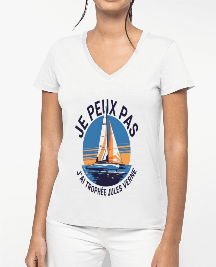 T-shirt femme col V je peux pas j'ai trophée Jules verne par bwilfy