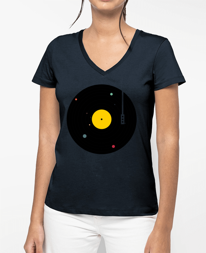 T-shirt femme col V Music Everywhere par Florent Bodart