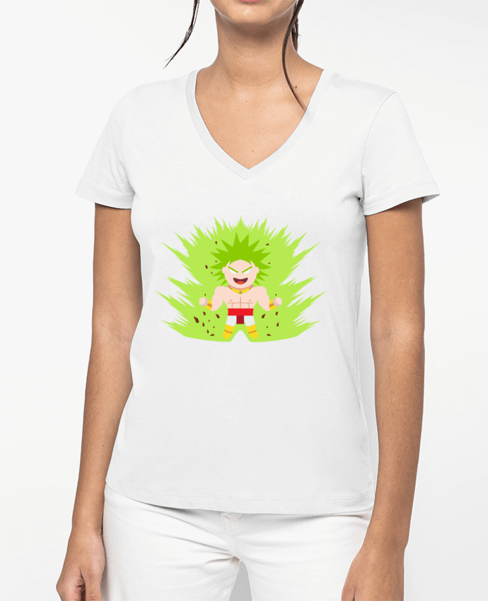 T-shirt femme col V Chibi Broly SSJ par mc-graph