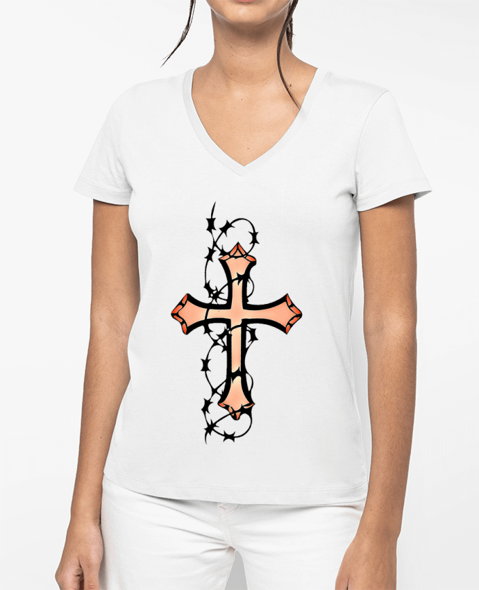 T-shirt femme col V Exod par David