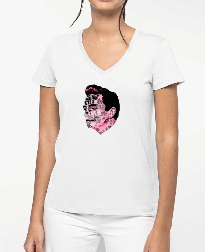 T-shirt femme col V Johnny Cash par Nick cocozza