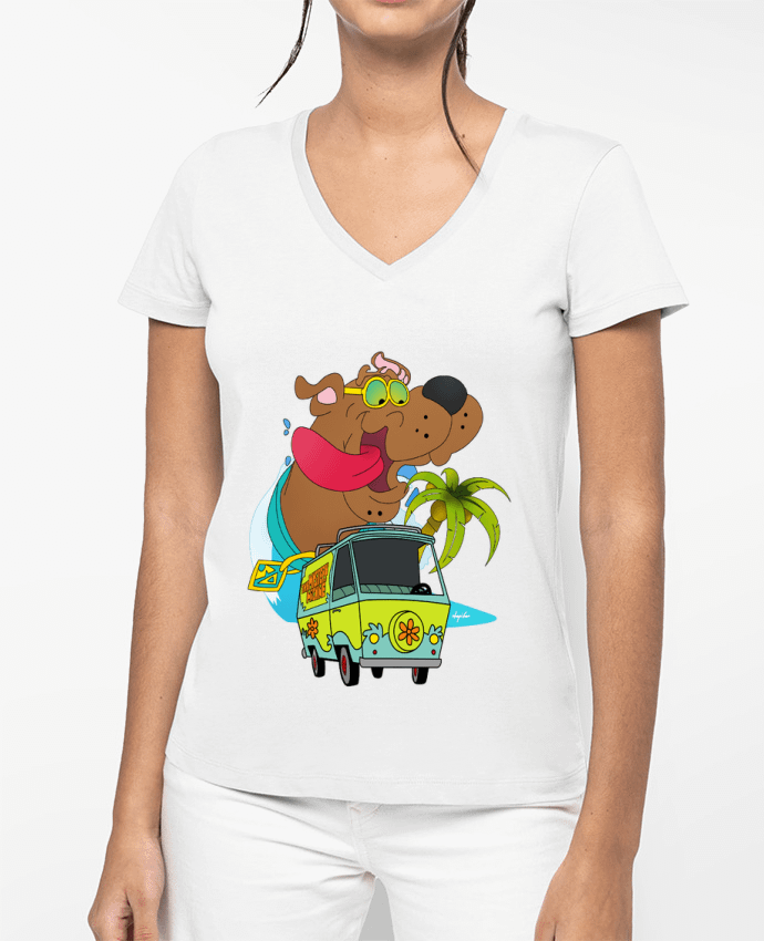 T-shirt femme col V SCOOBY DOO HOLIDAYS par La Taverne Du Geek