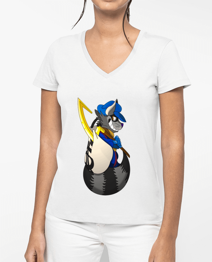 T-shirt femme col V SLY COOPER par La Taverne Du Geek