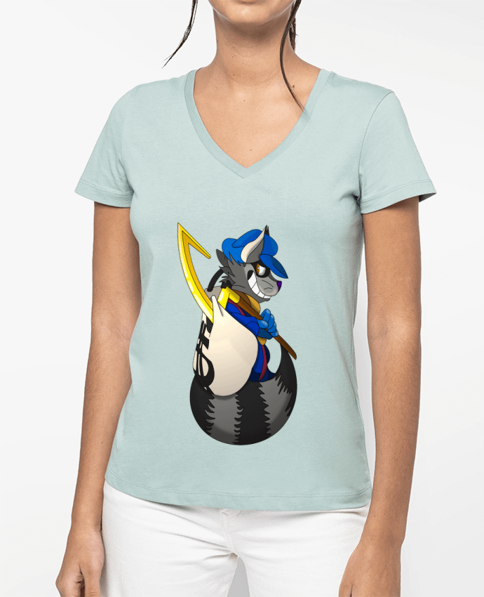 T-shirt femme col V SLY COOPER par La Taverne Du Geek