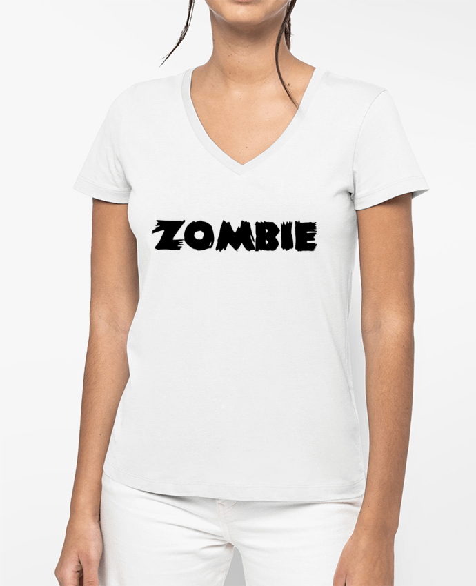 T-shirt écoresponsable col V femme Zombie por L'Homme Sandwich