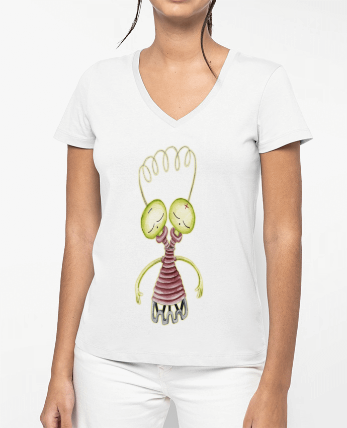 T-shirt femme col V Batteries par Jugodelimon