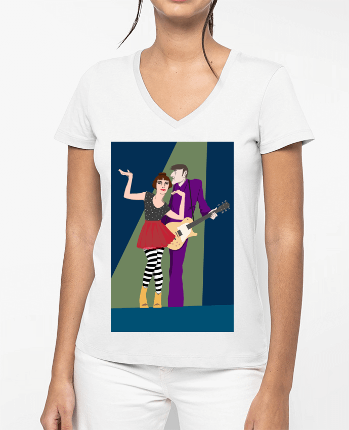 T-shirt femme col V rita mitsouko par L-atelier2-3-4
