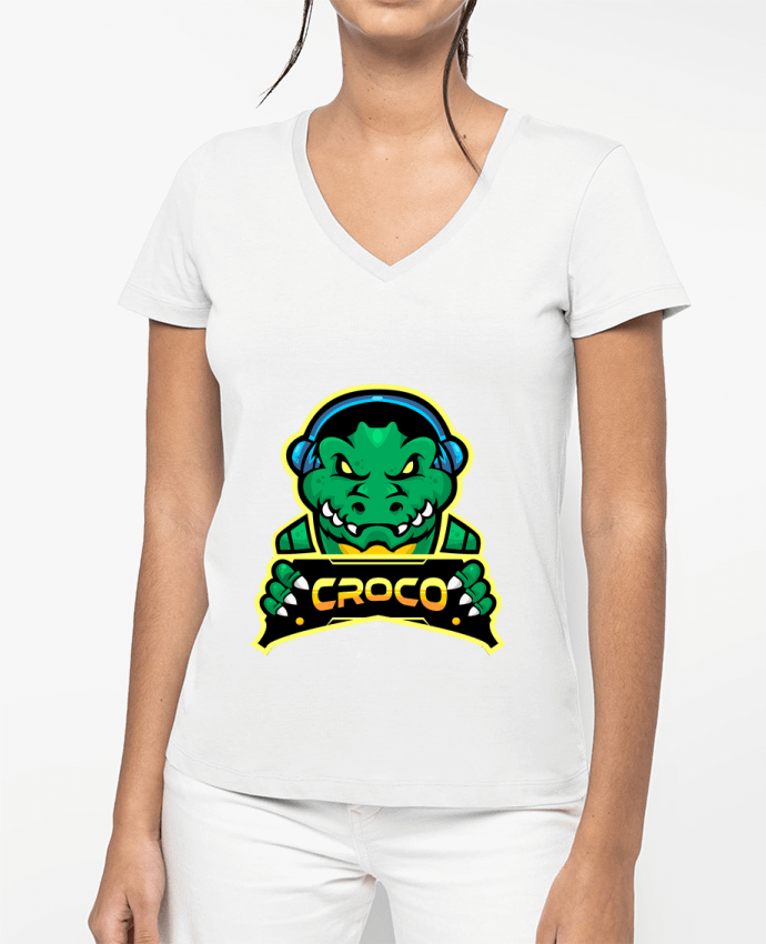 T-shirt femme col V CrocoCorp par Hom3r_Off