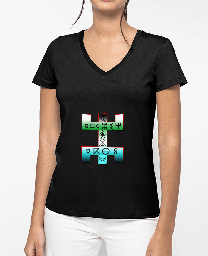 T-shirt femme col V signe berbere par Alice art